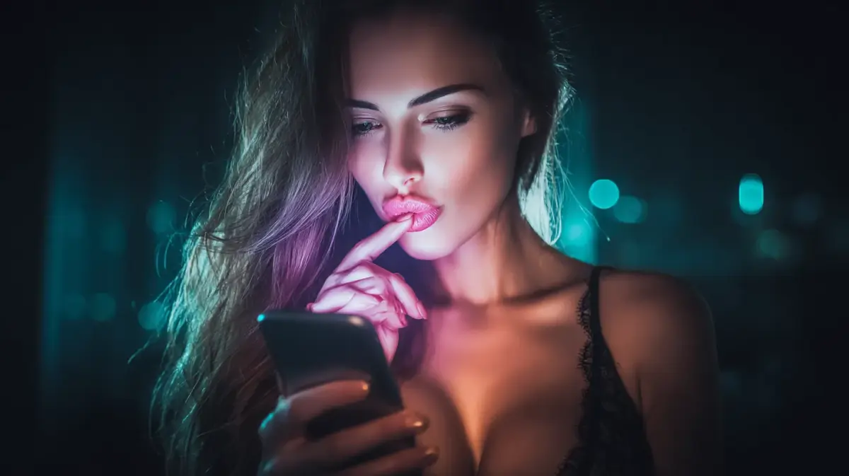 Woman browsing spicychat ai review on her phone