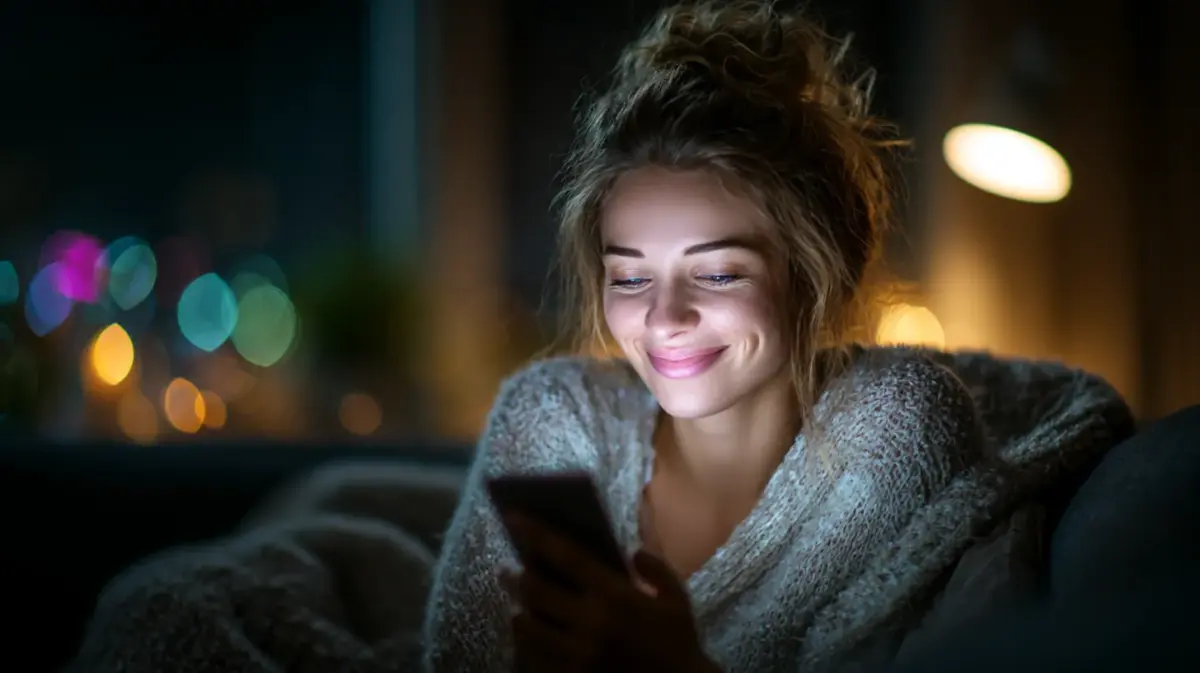 Young woman testing girlfriend gpt review app on her smartphone